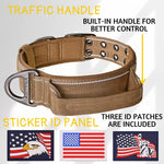 ADITYNA Heavy Duty Dog Collar with Handle - Reflective Brown Dog Collar for Large Dogs - Wide, Thick, Tactical, Soft Padded - Perfect Dog Collar for Training, Walking, or Hunting Coyote Brown
