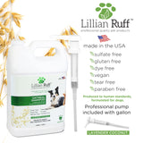Lillian Ruff Calming Oatmeal Pet Shampoo for Dry Skin & Itch Relief with Aloe & Hydrating Essential Oils - Replenish Moisture & Deodorize -Gentle Dog Shampoo for Normal/Sensitive Skin (Gallon & Pump) Oatmeal Shampoo Gallon with Pump