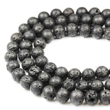 Lava Beads 10mm Natural Gemstone Beads for Bracelets kit Energy Healing Crystals Jewelry Chakra Crystal Jewerly Beading Supplies 15.5inch About 36-40 Beads Black Lava