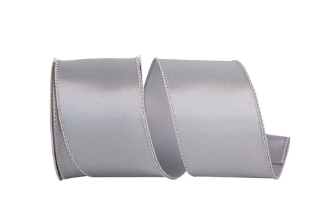 Reliant Ribbon 92575W-070-40F Satin Value Wired Edge Ribbon, 2-1/2 Inch X 10 Yards, Silver