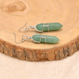 Natural Aventurine Wire Wrapped Point Crystal Earrings for Women Reiki Energy Healing Natural Aventurine