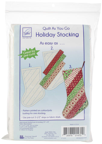 Quilt As You Go Holiday Striped Stocking -- 1/pack