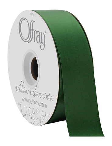 Offray Berwick 1.5" Wide Double Face Satin Ribbon, Leaf Green, 50 Yds 50 Yards Solid