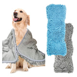 Patas Lague 2 Pack Luxury Absorbent Dog Towels, (35''x15'') Extra Large Microfiber Quick Drying Dog Shammy with Hand Pockets Pet Towel for Dog and Cat, Machine Washable (Grey+Blue) 2 PCS Grey+Blue