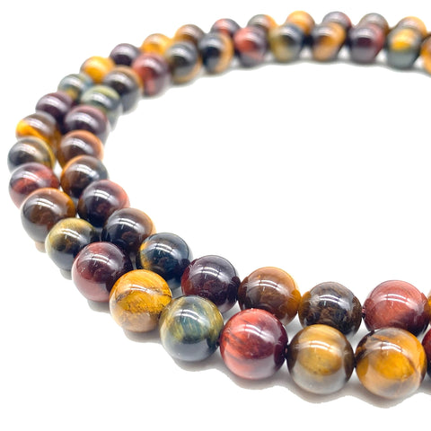 ABCGEMS African Tri-Color Tigers Eye Beads (Gorgeous Matrix- Mohs Hardness 7) Healing Energy Crystal Stone Ideal for Bracelet Necklace Ring DIY Jewelry Making Craft Men Women Smooth Round Tiny 6mm Tri Color Tigers Eye (From Africa)