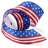 Morex Ribbon Stars and Stripes Wired Satin Ribbon Spool, 2-1/2-Inch by 3-Yard, Red/White/Blue Wired Stars and Stripes 2.5" X 3 YD