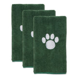 Bone Dry Pet Grooming Towel Collection Embroidered Absorbent Microfiber Drying Set, 15x30, Hunter Green, 3 Count