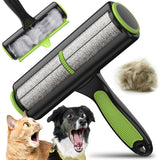 Neoflavie Pet Hair Remover Reusable Cat and Dog Hair Remover for Couch, Carpet - Upgraded Portable Lint Remover & Efficient Animal Fur Removal Tool. Green