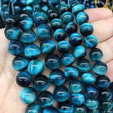 Blue Tiger Eye Gemstone Loose Beads Natural Round Crystal Energy Stone Healing Power for Jewelry Making 8mm 48pcs 1 Strand 15" (Blue Tiger Eye, 8mm) Blue Tiger eye