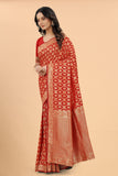 SWORNOF Women's Pure Silk Saree With Blouse Piece