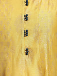 rangita Women Chanderi Yellow Gold Printed Calf Length Kalidar Kurti with Contrast Border at Bottom Hem 2XL