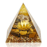 Hopeseed Orgone Pyramid Flower of Life Orgonite Money Healing Crystals Pyramid for Positive Energy with Tiger's Eye Stones and Luck White Crystal That Promotes Wealth, Prosperity and attracts Success Tiger's Eye&white Crystal