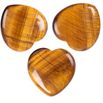 FORBY 3 Pcs Natural 1 inch Tiger's Eye Puffy Heart Stone, Healing Love Crystal Palm Worry Stone for Chakra Reiki Balancing, Meditation and Positive Energy