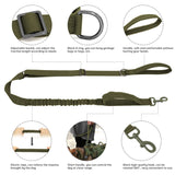 Forestpaw Tactical Dog Vest Harness and Easy Control Training Dog Collar with Bungee Dog Leash Set No Pull Military Dog Harness with Backpack for Medium Large Dogs-Green L L:Harness neck 19.5-39.0", Chest 21.5-45.0" Green