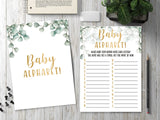 Greenery Baby Shower Games - Baby Alphabet, 30 Game Cards, Baby Shower Games Gender Neutral-d009