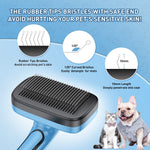 Dog Brush for Shedding Long & Short Haired Dogs, Cat Self Cleaning Slicker Retractable Brush for Curly Straight Hair, Easily Removes Mats Tangles and Loose Fur from Animals and Pet's Coat Blue