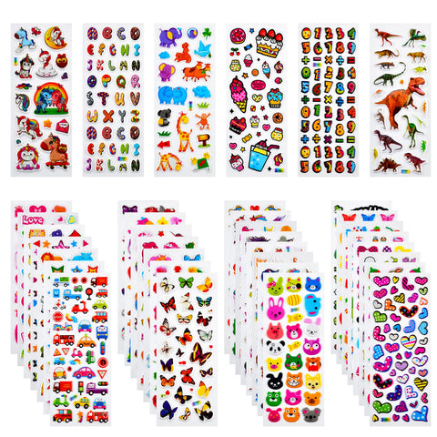 Habett 3D Stickers for Kids & Toddlers , 920+ 3D Puffy Stickers 36 Different Sheets Including Animals, Letters, Numbers, Dinosaurs, Cars and More for Boys, Girls, Teachers, Reward, Craft Scrapbooking