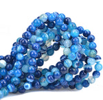 100Pcs Natural Crystal Beads Stone Gemstone Round Loose Energy Healing Beads with Free Crystal Stretch Cord for Jewelry Making (Blue Agate, 8MM) Blue Agate