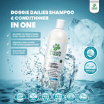 Doggie Dailies Dog Shampoo and Conditioner, 2 in 1 Dog Shampoo for Dry, Itchy Skin, Cleans, Conditions and Moisturizes with Vitamin E and Shea Butter, No Harsh Soap or Parabens, Made in USA