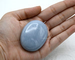 Angelite Palm Stone - Hot Massage Worry Stone for Natural Body Chakra Balancing, Reiki Healing and Crystal Grid Angelite