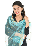 YOUTHQUAKE Heavy Embellished Plastic Mirror Net Dupatta for Womens & Girls
