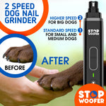 STOPWOOFER Dog Nail Grinder with 2 LED Light for Small Medium and Large Dogs - 2-Speed Powerful Pet Nail Trimmer Quiet Painless Paws Grooming - Rechargeable Pet Nail Grinder for Dogs (Black)