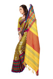 GRECIILOOKS Women's Art Cotton Silk With Golden Border Printed Soft Silk Saree With Blouse Piece