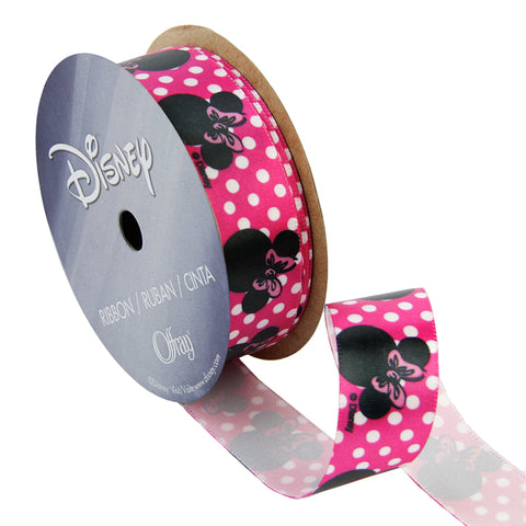 Offray, Shocking Pink Dots Minnie Mouse Craft Ribbon, 7/8-Inch, 7/8 Inch x 9 Feet