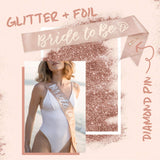 xo, Fetti Bachelorette Party Decorations Rose Gold Glitter Kit - Bridal Shower Supplies | Bride to Be Sash, Tiara, Veil + Bride Tribe Tattoos
