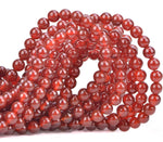 100Pcs Natural Crystal Beads Stone Gemstone Round Loose Energy Healing Beads with Free Crystal Stretch Cord for Jewelry Making (Carnelian, 6MM) Carnelian