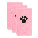 Bone Dry Pet Grooming Towel Collection Embroidered Absorbent Microfiber Drying Set, 15x30, Pink, 3 Count