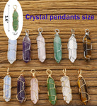 Lezam 24 Pcs Healing Chakra Crystal Pendant Hexagonal Pointed Natural Bullet Shaped Gemstone Wire Wrapped Quartz Stone Charm Pendants for Necklace Jewelry Making(12-12) 24-A