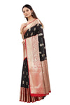 Enthone Women's Kanjiwaram Silk Woven Saree With Unstiched Blouse Piece(SZ-CRB6) Black
