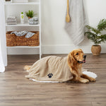Bone Dry Pet Grooming Towel Collection Absorbent Microfiber X-Large, 41x23.5", Embroidered Taupe 41x23.5"