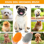 XIGOU Dog Bath Brush, 2 Pcs Dog Brush for Shedding Short Haired Dogs, Dog Grooming Shedding Bath Brush Soothing Massage Rubber Bristles Curry Comb with Adjustable Ring Handle for Dogs & Cats