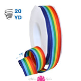Morex Ribbon 99505/20-815 Grosgrain 7/8" X 20 YD Polyester Striped Rainbow Ribbons for Crafts, Grosgrain Ribbon Pride Decorations Unicorns Gifts for Girls, Gift Wrap Ribbon w/Pride Flags 7/8 in by 20-Yard