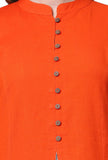 Pistaa's Women Cotton Printed Cut Regular Kurta Orange M
