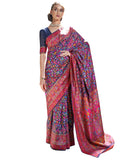 AKHILAM Women's Banarasi Cotton Blend Saree With Blouse Piece
