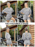 MEROKEETY Women's Oversized Batwing Sleeve Lounge Sets Casual Top and Shorts 2 Piece Outfits Sweatsuit Grey Small