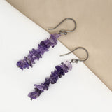 Natural Amethyst Chips Crystal Earring, Yoga Jewelry, Meditation Earring, Crystals Earring, Raw Gemstone, Energy Healing Crystals, Birthday, Gift for Her, Gemstone Jewelry AA+ Quality (Amethyst)