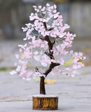 Rose Quartz Crystal Tree of Life - Chakra Tree for Positive Energy, Feng Shui Decor - Handmade Gemstone Tree, Good Luck Money Tree Bonsai, Pink Healing Crystals - Meditation Stones, Spiritual Gift Rose Quartz (Silver Wire)