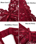 KYLELOVE Women Lingerie Lace Babydoll Chemise Ruffle Nightgown Sleepwear Wine Red X-Large