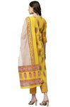 Janasya Women's Yellow Cotton Kurta with Pant and Dupatta