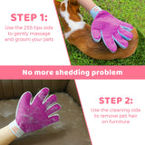 Dog Brush and Cat Brush-with Deshedding Brush, Dog Dematting Tools and 2 Side Shedding Brush Glove, Reduce Shedding Up To 95%, Work Great for Short to Long Hair, and Large Breeds by Ozark Pet (Pink L) Pink