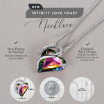 Leafael Women’s Silver Plated Infinity Love Heart Pendant Necklace with Birthstone Crystals, Jewelry Gifts for Her, 18 + 2 inch Chain, Anniversary Birthday Mother's Necklaces for Wife Mom Girlfriend 13a-Protection-Rainbow Black
