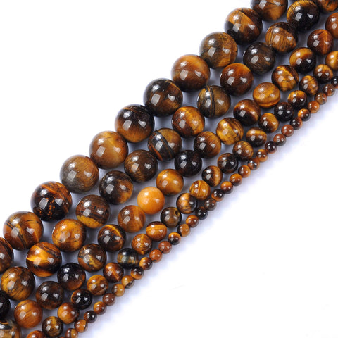 Natural Stone Beads 10mm Yellow Tiger Eye Gemstone Round Loose Beads Crystal Energy Stone Healing Power for Jewelry Making DIY,1 Strand 15"