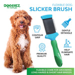 Doggiez Pet Supplies - Slicker Brush for Dogs, Cats & Puppies - Deshedding Grooming Brush for Shedding Hair, Fur - Flexible Comb for Grooming Long Haired & Short Hair Breeds - Dog Brush, Cat Brush