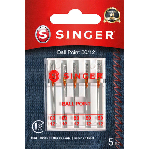 SINGER Ball Point Sewing Machine Needles, Size 80/12-5 Count 70/10 5.0