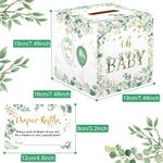 50 Pieces Greenery Diaper Raffle Tickets with Baby Shower Holder Box Baby Party Decorations Baby Shower Favors Diaper Raffle Sign Box Diaper Raffle Insert Ticket Diaper Raffle Baby Shower Game Kit
