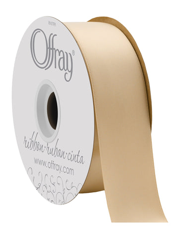 Offray 1.5" Wide Double Face Satin Ribbon RawSilkBrown50Yds, 50 Yards, Raw Silk Solid